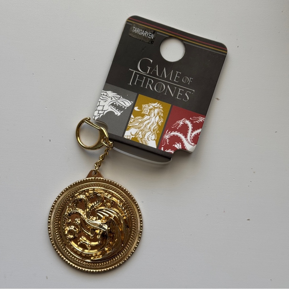 Game of Thrones Bag Charm Keychain Golden Dragon Targaryen HBO Gift